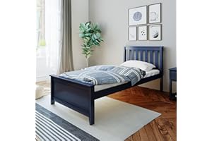 ‎MAX & LILY Max & Lily platzsparendes Kinderbett, aus neuseeländischem Kieferholz, inklusive Lattenrost, 90x200-Bettgestell, für Jungen und Mädchen, dunkel blau