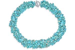 Bling Jewelry Grande Chunky Púrpura Amatista Rosa Cuarzo Negro Ónix Azul Lapislázuli Verde Rosa Cuarzo Azul Rojo Turquesa Piedras Preciosas Chips Cluster Multi Strand Collar Llamativo Para Mujer