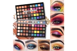 BEAUTY SEARCHER Paleta de sombras de ojos de 50 colores, paleta de maquillaje de sombras de ojos con brillo mate brillante, maquillaje de larga duración, paleta de sombras de ojos pigmentadas profesionales