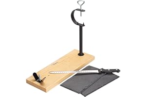 Steelblade - Jamonero en Madera Lacada + Cuchillo Jamonero + 2 Platos de Pizarra Natural - Soporte Jamonero Fabricado en España - Jamonera Muy Resistente Ideal para Jamones y Paletas