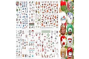 10 Fogli Adesivi Unghie Natale, FUKPO Adesivi per Unghie Natalizie Autoadesivi Stickers Unghie Nail Art Natale, Decorazioni Adesivi Natalizi per Unghie