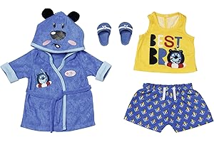 ZAPF CREATION Baby Born Bath Deluxe Outfit Bimbo 43 cm - per Bambini Dai 3 Anni in Su - Facile da Usare per Mani Piccole - Include Accappatoio, Pigiama 2 Pezzi e Tanto Altro,