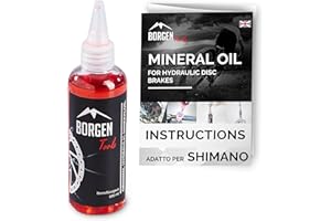 Olej mineralny Borgen do hydraulicznych hamulców tarczowych Shimano - 100 ml płynu hamulcowego do kilku procesów odpowietrzania - kompatybilny z zestawem do odpowietrzania hamulców rowerowych