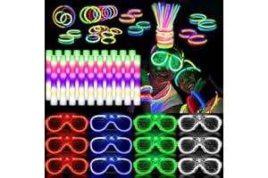 AUOHTOWRT 336pcs Party Favor Set,300PCS Glow Sticks, 24pcs Foam Glow Sticks,12PCS LED Glasses,Neon Glow in the Dark Party for Party, Weddings,Concert,New Years, Birthdays