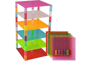 Strictly Briks Premium Assorted Clear Colors Stackable Base Plates - 6 Pack 10" x 10" Baseplate Bundle with 30 New and Improved 2x2 Stackers - Compatible with All Major Brands