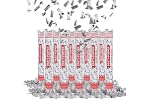 Party Factory Set de 10 Party Poppers, 40 cm, confettis en Argent, jusqu'à 8 m de Hauteur d'effet, Pluie de confettis pour Le Mariage, l'anniversaire ou la Veille du Nouvel an
