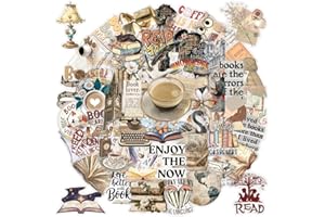 KIRZAX 50 Stück Vintage Aufkleber - Kindle Aufkleber & Leseaufkleber, wasserfest Vinyl, für DIY Journal Scrapbook Fotoalbum Laptop Wasserflasche Skateboard