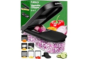 FULLSTAR Taglia Verdure Mandolina per Verdure Affetta Verdure - Multifunzione Tritatutto Affettatrice Manuale - Tagliaverdure Frutta Cipolla Patate Cubetti Julienne Grattugia (Compatto 6-in-1 Nero)