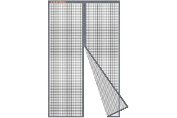 Risareyi Moustiquaire Porte Fenetre 190x220cm, en Fibre de Verre Gris Moustiquaire Aimantée Sans Perçage Avec Bande Adhésive, Rideau Magnétique pour Balcon, Fermeture Automatique