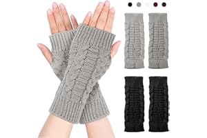 LUKIUP 2 Paar Pulswärmer Damen, Fingerlose Handschuhe, Pulswärmer, Handstulpen, Arm Warmers, Weicher Strick, Warm Strick Handschuhe Pluswärmer Winter Handschuhe