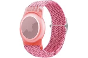 NEXCYBER Nylon for Airtag Wristband Kids, Anti-Lost, Anti-Scratch Protection for Positioning The Bracelet for Apple AirTag Waterproof, Dunkelpink