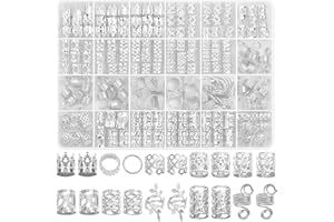 Lucomb Silberfarbener Haarschmuck für Zöpfe, Loc Schmuck für Haare, Dreadlock, Haaranhänger für Damen, silberfarbene Zöpfe, Ringe, Manschetten-Clips für Dreadlock-Accessoires, Haarzöpfe,