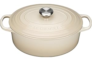 ‎LE CREUSET Le Creuset Signature Gusseisen-Bräter mit Deckel, Ø 29 cm, Oval, Für alle Herdarten und Induktion geeignet, Volumen: 4,7 l, 4,675 kg, Dune