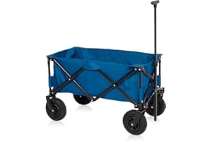 ‎CAMPART Campart HC-0414 – Faltbarer Bollerwagen Rochelle – Luftreifen – 103 L – bis zu 70 kg – mit Aufbewahrungstasche – Blau
