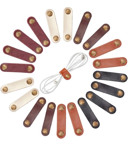 Lot De 16 Sangles De Rangement En Cuir Synthétique - 8 Couleurs - Avec Bouton-pression - Pour Cordons, Câbles, écouteurs - 8,3 X 2 Cm - 7