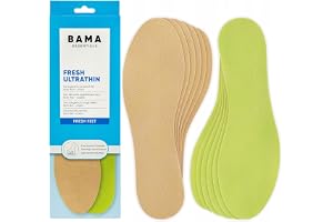 Bama Fresh Ultratunna Skosulor - Unisex Ultratunna Innersulor Dermatologiskt testade inlägg för fräscha fötter 6 par - 43/44