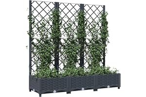 Keketa Garden Planter with Trellis Outdoor Entrance Balcony Patio Terrace Raised Bed Flower Box Climbing SuPolypropyleneort Plant Pot Dark Grey 120x40x121.5 cm Polypropylene