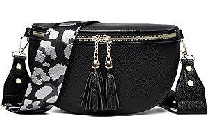 LANXINGLUO riñonera Mujer Negra Bolso Bandolera Piel sintética Bolsa Mujer Moda Bolso movil con Ranura para Tarjetas de crédito y Bandolera de 5 cm de Ancho