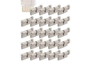 GERCAR - Pro - Lot 24x cylindre à bouton 70 mm - 24x cylindre serrure/barillet de porte d'entree/interieure avec bouton 35/35 mm - En laiton Avec 120 clés - Longueur : 70 mm, A: 35 B : 35