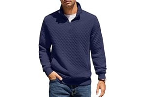 COOFANDY Men's Zip Neck Sweatshirt Winter Long Sleeve T-shirt Stand Collar Sweatshirt Regular Fit 1/4 Zip Pullover Jumper Warm Sweater with Pocket
