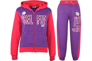 A2Z 4 Kids Girls Tracksuit Hooded Sweatshirt Top Bottoms Comfortable Gym Jogging Suit Running Workout Jogging Joggers Activewear Sportswear Loungewear Outfit Set Age 2-13 Years