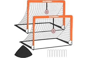 BASEGOAL Cage de Foot, Set de 2 But de Foot Exterieur, Goal de Foot avec Cible Suspendue, But de Foot Exterieur pour Jardin Entrainement Football Cadeau - 120x90x90CM