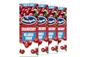 Ocean Spray Classic Cranberry Light Juice - 4 x 1L - No Added Sugar - Naturally Sweetened Fruit Juice - Rich in Vitamin C & High in Antioxidants - Made with Whole Cranberries