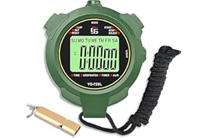 SZBJSMF Chronomètre avec Sifflet,Chronometre Professionnel 2 Mémoire avec Fonction Muet et Lumièr pour Sport