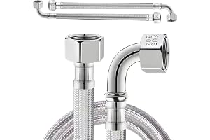 2 stycken flexslang 3/8 tum Üwm x 3/8 tum Üwm (90° båg), 30 cm flexslang i rostfritt stål, 3/8 tum flexibel pansarslang med 9