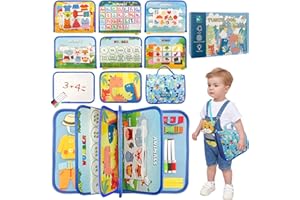 TUNJILOOL Busy Board Jouet Educatif pour Apprendre Motricité Fine, 6 Couches Planches Montessori Jouet pour Enfant 2 3 4 Ans