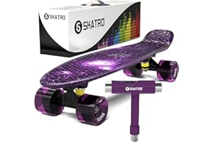 Skatro Mini Cruiser Skateboard. 22x6inch Retro Style Plastic Board Comes Complete