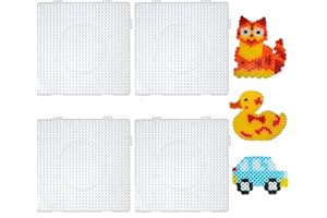 PANACRATIS 4Pcs Creative Beads Boards Sorting Game, DIY Beads Pegboard Frame Puzzle Bead Boards White Beads Fuse Beads Boards Plastic Fuse Beads Pegboards