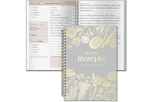 ‎BIROYAL BIROYAL Rezeptbuch zum Selberschreiben A5, Spiralbindung Kochbuch Selbst Schreiben, Rezeptbuch für 100 Lieblingsrezepte, Kochbuch zum Selberschreiben, Recipe Book Schreiben, Rezepte Buch zum Ausfüllen