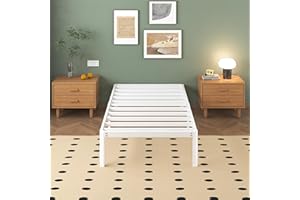 Lutown-Teen White Small Single Bed Frames 2ft6 with Rounded Corner Legs, Heavy Duty Metal Small Single Bed Frame 36 cm High, Noise Free, Easy Assembly