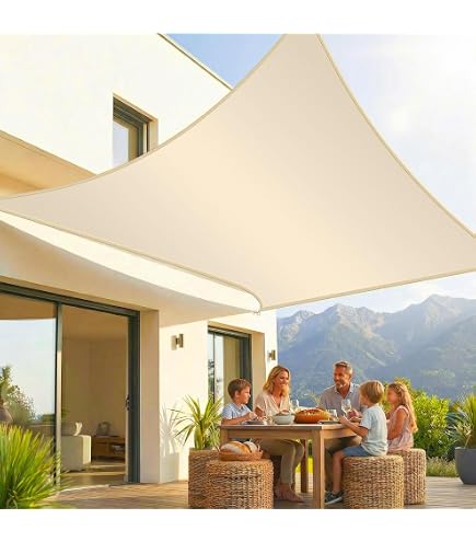 Amazon.de: Zolta Sonnensegel Wasserdicht Sonnensegel Rechteckig 4x3 m - UV  Schutz fr Patio Garten Terrasse und Balkon Sonnenschutz inkl.  Befestigungsseile Beige