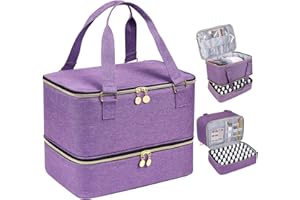 RZMAYIS Nail Polish Carrying Case Bag-Holds 40 Bottles, Double-Layer Nail Polish Storage and Nail Dryer Case