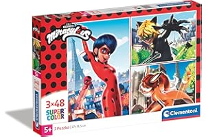 Clementoni Puzzle Supercolor - Miraculous-3 x 48 sztuk, wielokolorowe, 25234