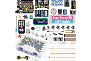 IKKLE Proyecto Super Kit de Inicio Compatible con Arduino IDE, Conjunto Básico Iniciación para UNO R3 con Tutorial, Incluye Placa de Prueba, Cables de Puente, Resistencias, LCD 1602, Sensores (44 Artículos)