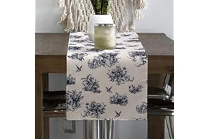 STARUBY Linen Table Runner, 40 X 140 cm Long, Rustic Table Runners for Farmhouse Decor, Home Party Kitchen Dining Coffee Table Decoration Grey