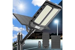 JADIDIS 6000W Lampadaire Solaire avec Télécommande,Lampes Solaires étanches IP67 pour l'extérieur avec Détecteur de Mouvement, Lampes Solaires 6500K Super Lumineuses LED Projecteurs Solaires Extérieu