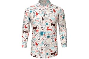 C'EST TT Herren Hemd, Herren Weihnachts Freizeithemd 3D Druck Hemd Weihnachten Freizeithemd Weihnachten Funky Hemd Christmas Shirt Slim Fit Weihnachts Shirt für Herren Langarmhemd
