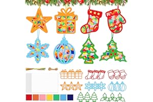 EDONKVI Bastelset Weihnachten Kinder,24 Stück Weihnachtsdeko,Winter Bastelset Sterne,DIY Weihnachts Fensterbilder Kinder,Fensterdeko Basteln Schneeflocke Weihnachtskugel Weihnachtsbaum,Party Neujahr Geschenk