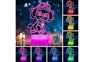 EYGERUR Paw dog Patrol Nachtlicht für Kinder, 3D Illusion Skye Lampe 16 Farben ändern dimmbar Paw dog Patrol Lampe für Mädchen Schlafzimmer Dekor, Paw dog Spielzeug Mädchen Geburtstag Weihnachtsgeschenke