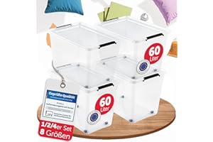 BOXXivo Aufbewahrungsboxen mit Deckel 60l im 4er Set - BPA-freie & lebensmittelechte Boxen Aufbewahrung - Kisten Aufbewahrung mit Deckel - stapelbare & robuste Aufbewahrungsboxen - Kunststoffkisten