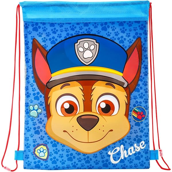 Sacca A Stringa Ufficiale Paw Patrol Per Bambini - Zainetto In PE Con Chase E Marshall, 40x32 Cm, Per Asilo, Nuoto E Palestra - 4
