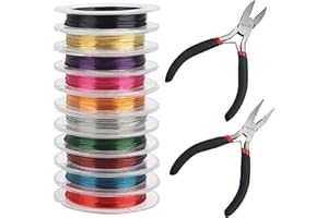 Kurtzy Aluminiumdraht für die Herstellung von Schmuck und Klammern (12 Stück) – Dicke 0,3 mm – Rollen mit 10 m – 10 Farben – weiches Metall für Perlen und Schmuck, Floristik und Modellbau