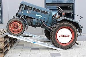 ‎TRUTZHOLM TRUTZHOLM 2 x Profi Schwerlastrampe 200 cm Traglast 2000 kg Alu grau Verladerampe Auffahrrampe