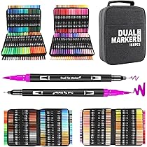 TrendGate Brush Pen Lettering 144 Colours Dual Tip Watercolour Markers Colouring Book for Children and Adults, Bullet Journal, Mandala, Calligraphy, Drawing