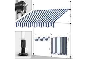 tillvex Tenda da Sole a Bracci con Manovella 400cm | Protezione per Il Balcone, Regolabile, Senza Forare, a Manovella | Tenda Resistente per Esterno ai Raggi UV e Regolabile in Altezza