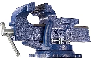 tectake® Etau d'établi parallèle en fonte avec enclume plateau base tournante 360° Empan 125 mm Outils bricolage Etabli atelier garage Menuiserie outillage